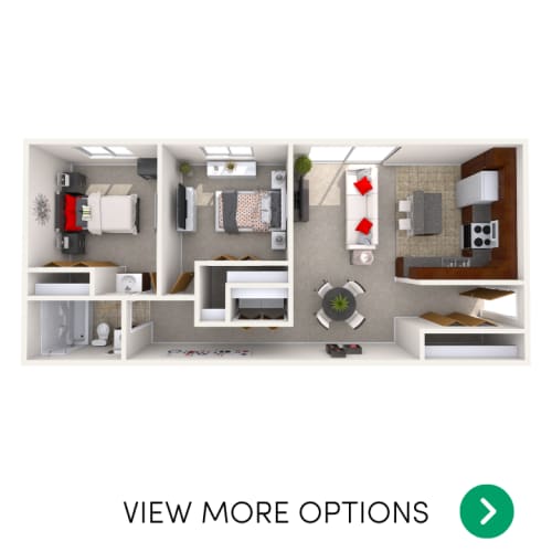 Floor Plan  2 bedroom apartment floor plans in East Lansing, MI near Michigan State University | Beechwood