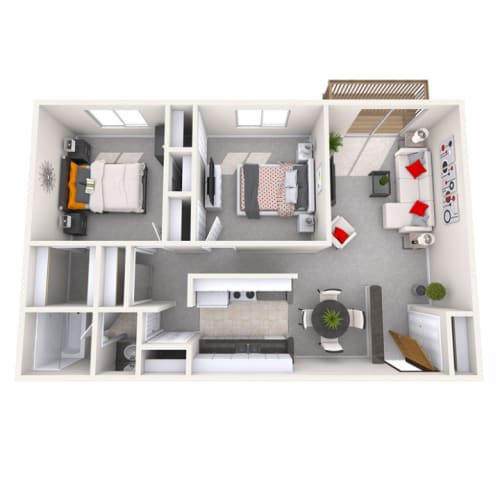 Floor Plan  2 bedroom 1 bathroom floor plan at Berrytree Apartments in East Lansing near Michigan State University