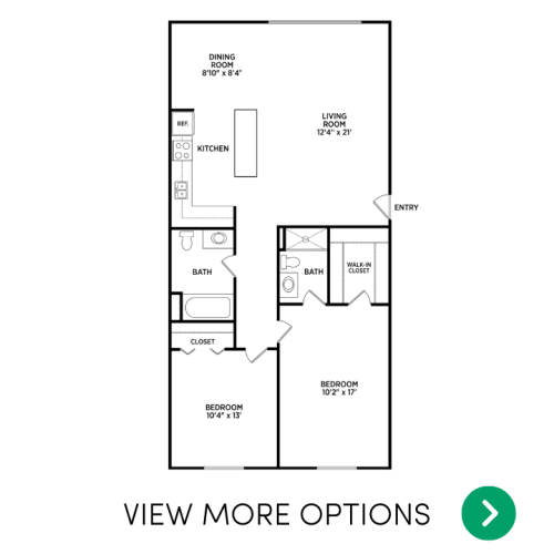 Floor Plan  2 bedroom apartment floor plans in East Lansing, MI near Michigan State University | East Knolls