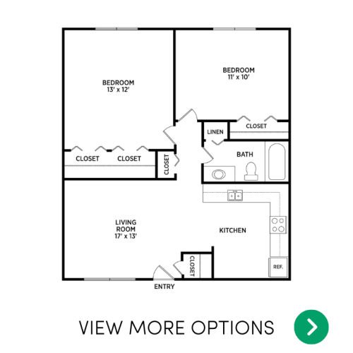 Floor Plan  2 bedroom apartment floor plans in East Lansing, MI near Michigan State University | North Pointe