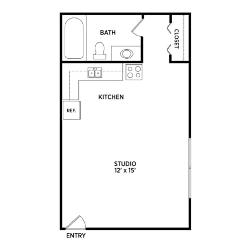 Floor Plan  Studio apartment floor plans in East Lansing, MI near Michigan State University | North Pointe