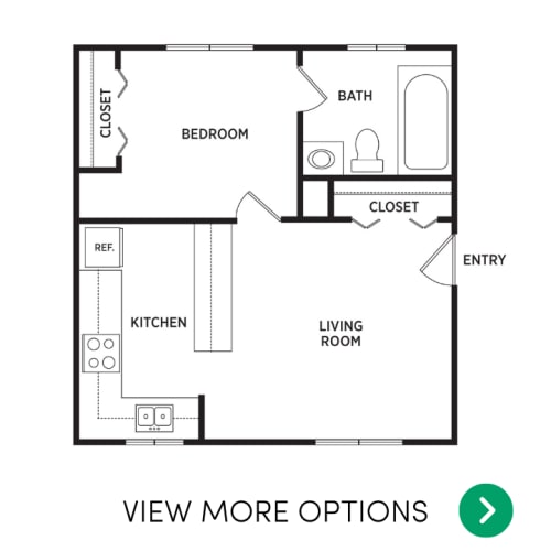 Floor Plan  1 bedroom apartment floor plans in East Lansing, MI near Michigan State University | Oakridge