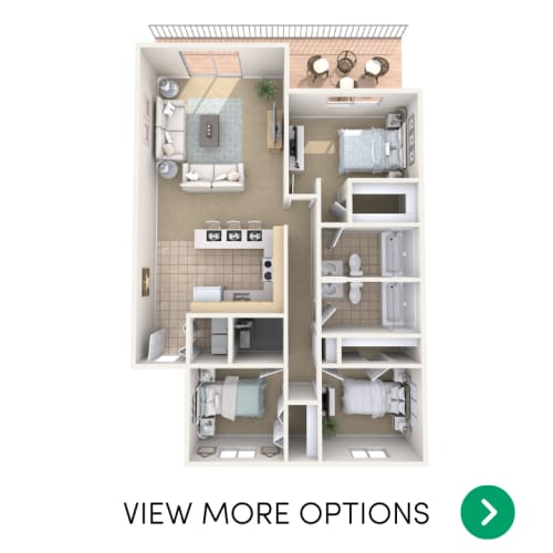 Floor Plan  3 bedroom apartment floor plans in East Lansing, MI near Michigan State University | Park Place