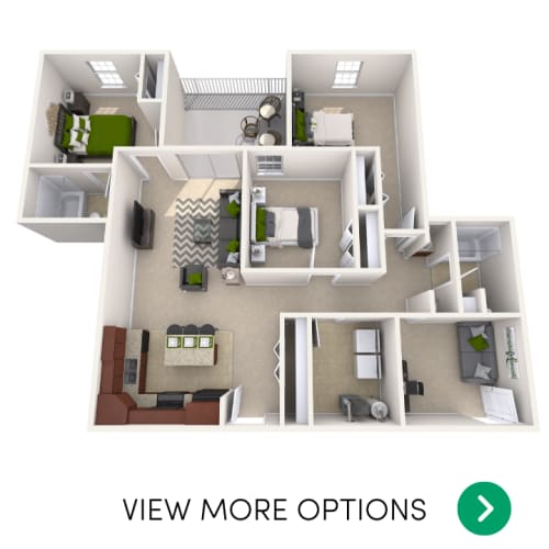 Floor Plan  3 bedroom apartment floor plans in East Lansing, MI near Michigan State University | River Walk