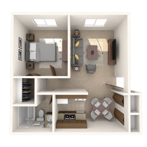 Floor Plan  1 Bedroom floor plan at Summerhill Estates Apartments in Lansing, MI