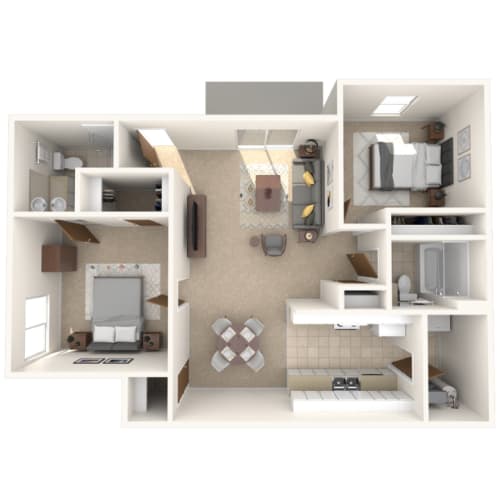 Floor Plan  2 Bedroom floor plan at Summerhill Estates Apartments in Lansing, MI