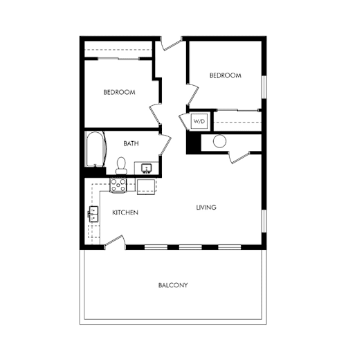 Floor Plan  2 bedroom 1 bath floor plan | Apartments in Grand Rapids, MI | Trowbridge Flats Apartments
