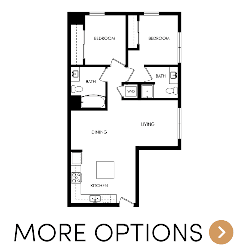 Floor Plan  2 bedroom 2 bath floor plan | Apartments in Grand Rapids, MI | Trowbridge Flats Apartments
