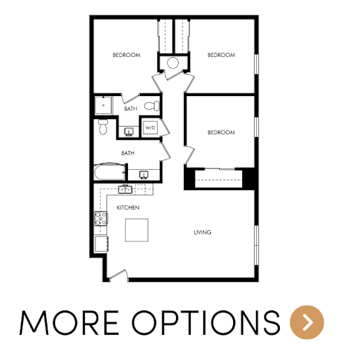 Floor Plan  3 bedroom 2 bath floor plan | Apartments in Grand Rapids, MI | Trowbridge Flats Apartments
