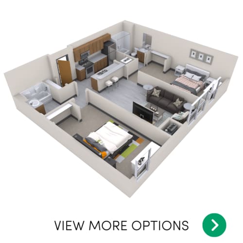Floor Plan  2 bedroom 2 bath floor plan at Trowbridge Lofts Apartments in East Lansing near Michigan State University
