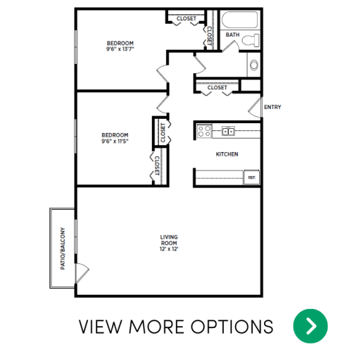 Floor Plan  2 bedroom 1 bath floor plan at University Terrace Apartments in East Lansing near Michigan State University