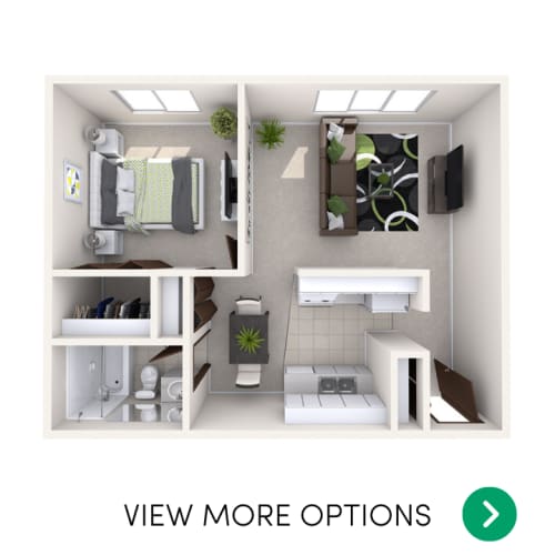 Floor Plan  1 bedroom apartment floor plans in East Lansing, MI near Michigan State University | Valley Forge