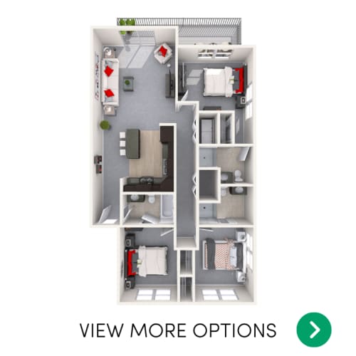 Floor Plan  3 bedroom 3 bathroom floor plan at Waterbury Apartments in East Lansing near Michigan State University