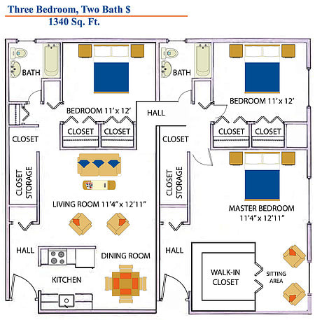 Floor Plan  a floor plan of a house with three bedrooms