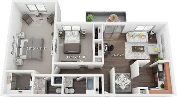 Floor Plan  a 1 bedroom floor plan  the crossings