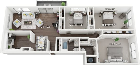 Floor Plan  the 1190 sqft floor plan has a bedroom and a living room