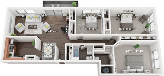 Floor Plan  the 1190 sqft floor plan has a bedroom and a living room