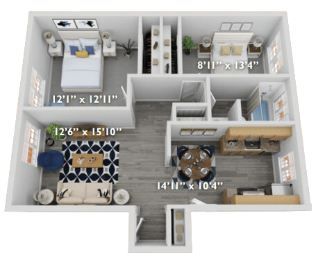Floor Plan  a 1 bedroom floor plan with a bathroom and a living room