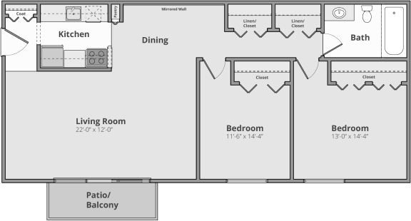Floor Plan  at Apple Ridge Apartments - Livonia, MI, Livonia, 48152