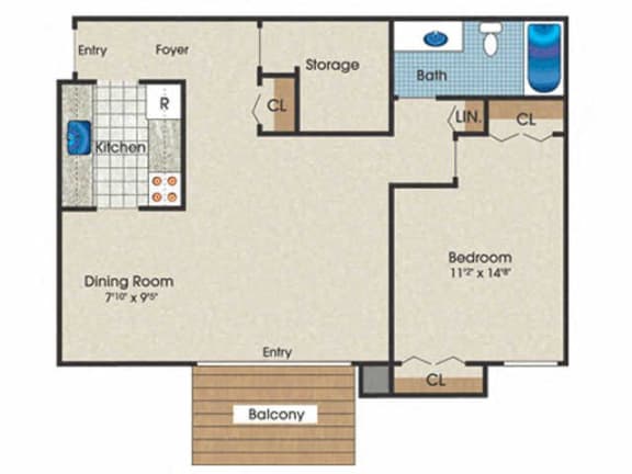Floor Plan  1 Bed | 1 Bath
