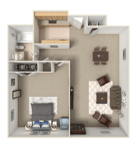 Floor Plan  a floor plan of a 1 bedroom apartment at the crossings at white marsh