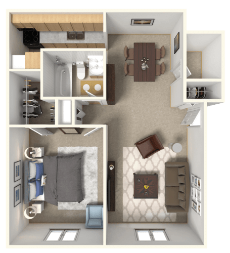 Floor Plan  a floor plan of a one bedroom apartment with a bathroom and a living room