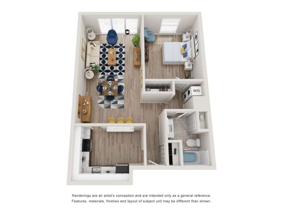 Floor Plan  a stylized floor plan of a 2103 sqft apartment