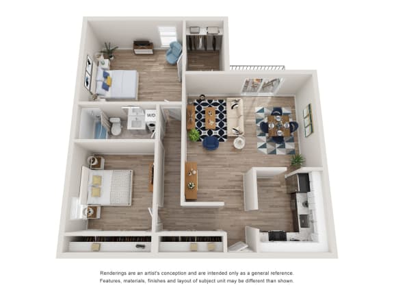 Floor Plan  a stylized floor plan with a bedroom and living room