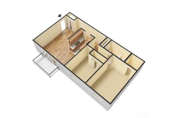 Floor Plan  Two Bedroom One Bath Apartments