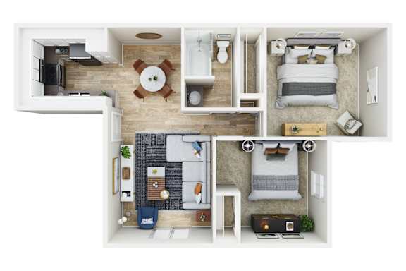 Floor Plan  Two Bedroom One Bathroom