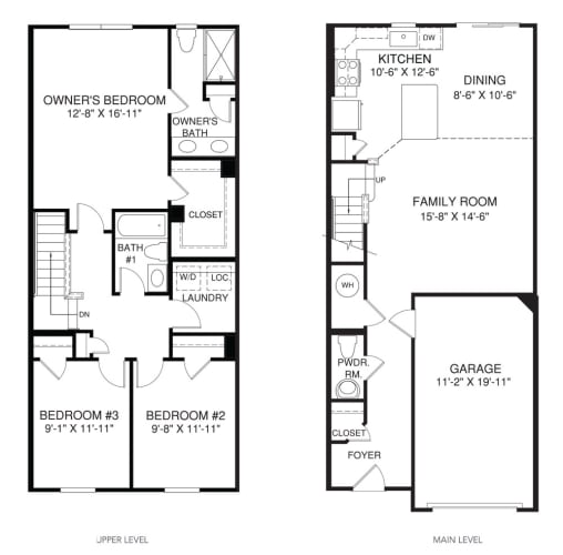Floor Plan  a floor plan of a house with three bedrooms and a family room
