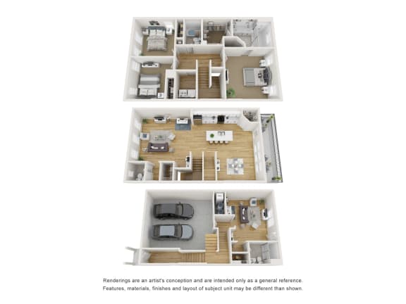 Floor Plan  a stylized floor plan of a 3 bedroom apartment