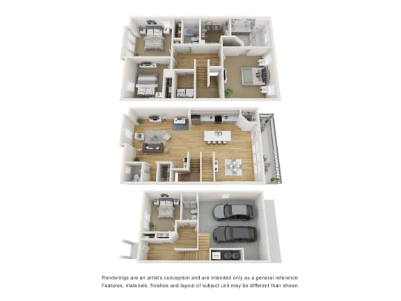 Floor Plan  a 3d floor plan of a house withartments and a balcony