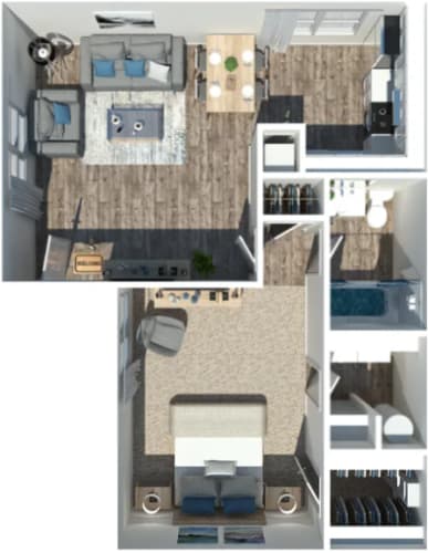 Floor Plan  1 Bed 1 Bath