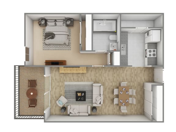 Floor Plan  a floor plan of a studio apartment with a fireplace and a balcony