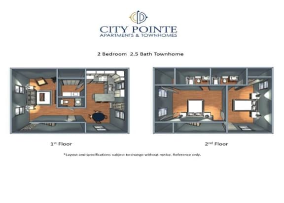 Floor Plan  2 Bedroom 2.5 Bath