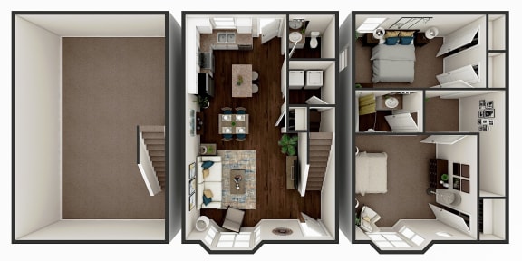Floor Plan  2 BR 1.5 Bath with Basement