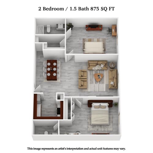 Floor Plan  2 Bedroom 1.5 Bath