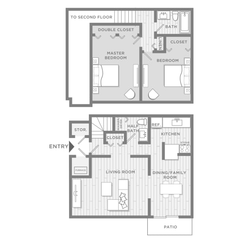 Floor Plan  2x1.5 Townhome