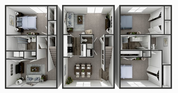 Floor Plan  3 BR Townhome - Georgetown Road