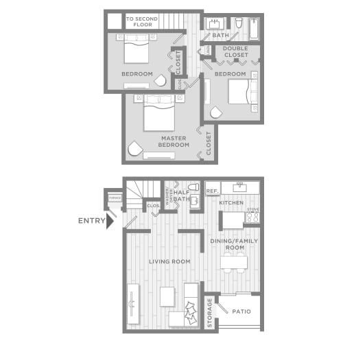 Floor Plan  3x1.5 Townhome