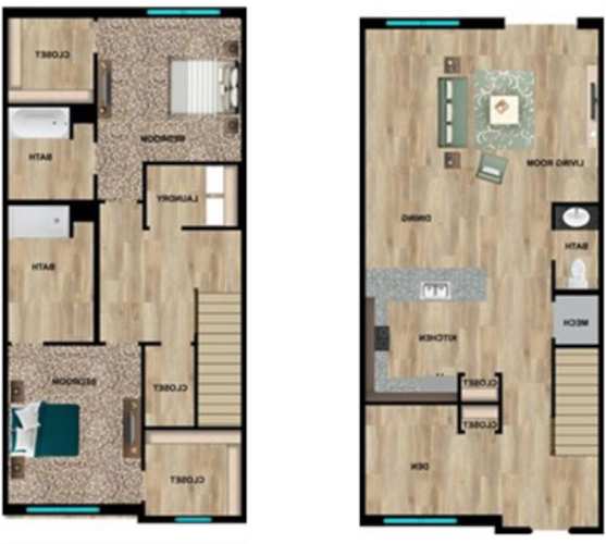 Floor Plan  A floor plan of a two-story house with labeled rooms.