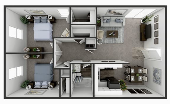 Floor Plan  2 BR Garden - Hanley Lane