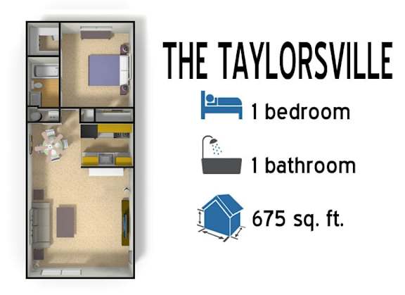 Floor Plan  a room with a bed and a sink and a bathroom