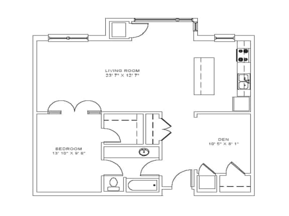 Floor Plan  1 Bed with Office Floorplan