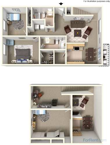 Floor Plan  A series of images showing different layouts of a room.