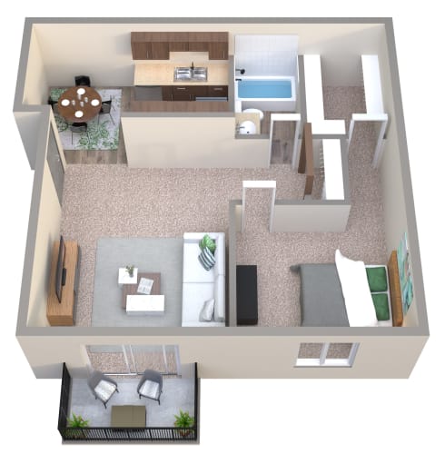 Floor Plan  1 Bedroom Court