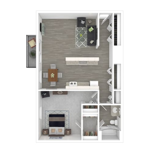 Floor Plan  a stylized floor plan with a bedroom and a living room