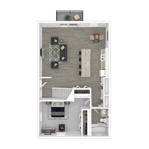 Floor Plan  a floor plan of a studio apartment with a bedroom and living room