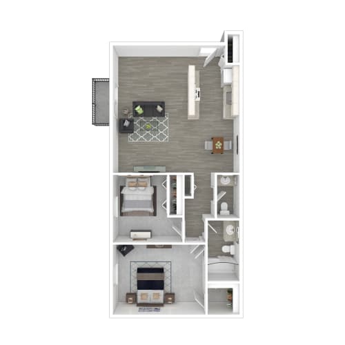 Floor Plan  a stylized floor plan with a bedroom and a living room
